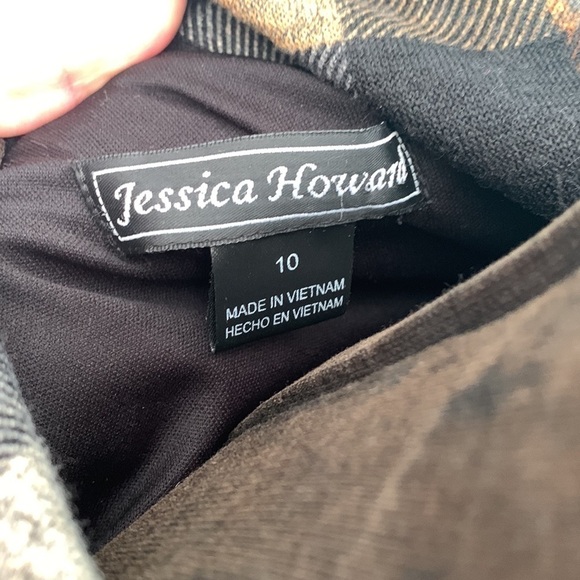 Jessica Howard dress autumn plaid fall fabric short sleeve sz 10 fully lined - Picture 4 of 12